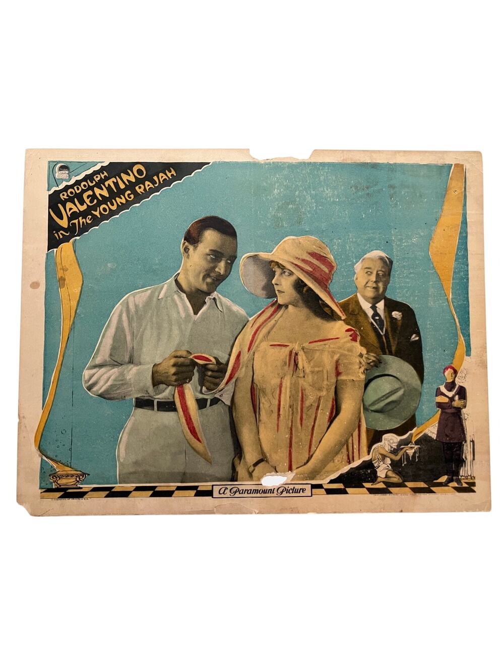 RARE Original 1922 The Young Rajah Rudolph Valentino Lobby Card Hollywood Sheik